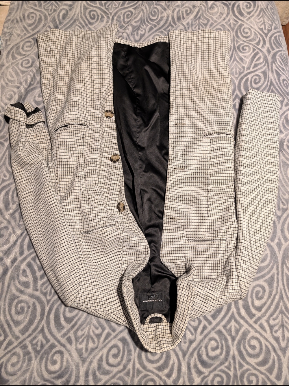 Club Monaco Black and White Check Blazer